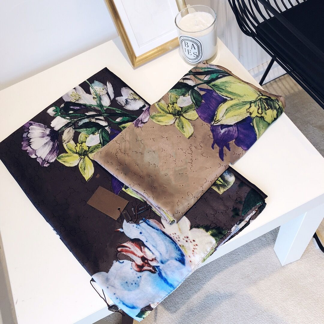 

2021 Silk Scarf Women High Quality Italy Brand Flower Silk scarves Scarfs 180x90cm Pashmina Infinity Scarf Women Shawls Bikini Cover S99
