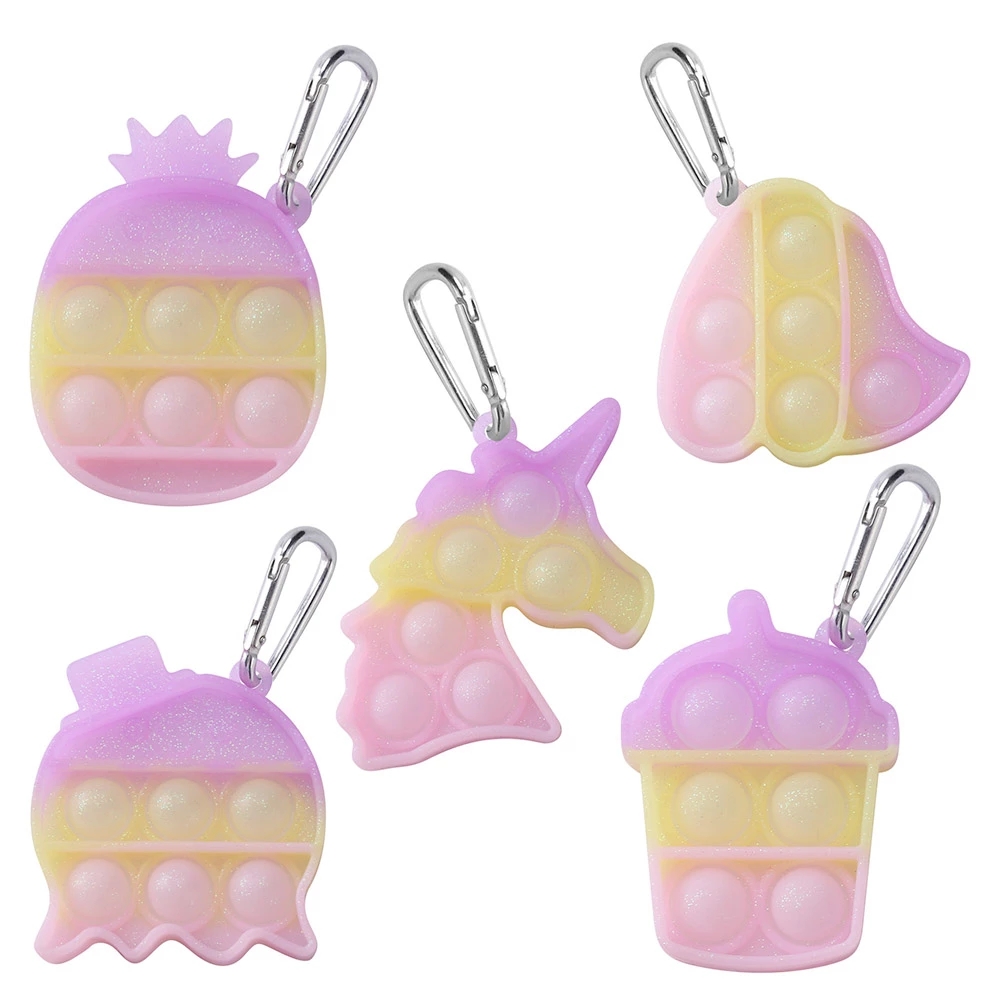 

Glitter Push Bubble Sensory Pendant Animal Shape Children Adult Fidget Dimple Squeeze Decompression Toy Autism Stress Reliever BJ28
