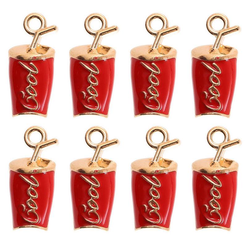

Charms YEYULIN 10pcs/lot Drink Bottle Enamel Metal Beverage Pendants Fit Earrings Necklaces Bracelet DIY Jewelry Accessories, Bronze;silver