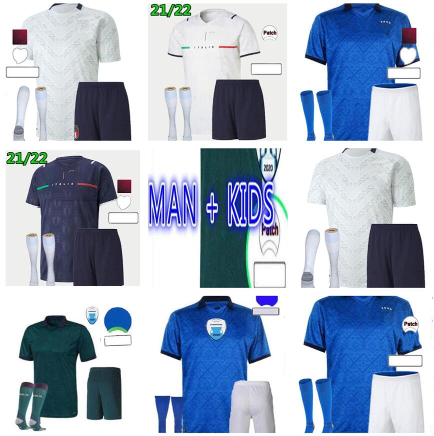 

21 22 Italy Italia Soccer Jersey INSIGNE PIRLO DE ROSSI Men Kids kit Blue White Player FAN version BAMBINI CHIELLINI BONUCCI camicia da calcio football shirt 21 22