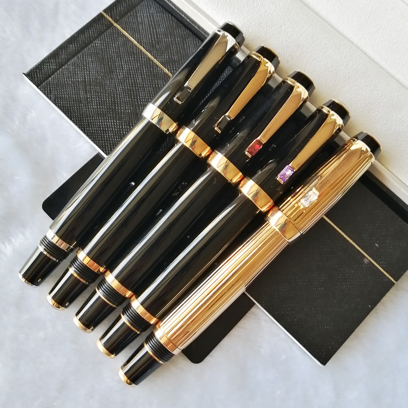 

Luxury Bohemie Golden / Silver Roller ball pen white star school office supplies with Diamond cap writing smooth stationery and Germany Serial Nunber