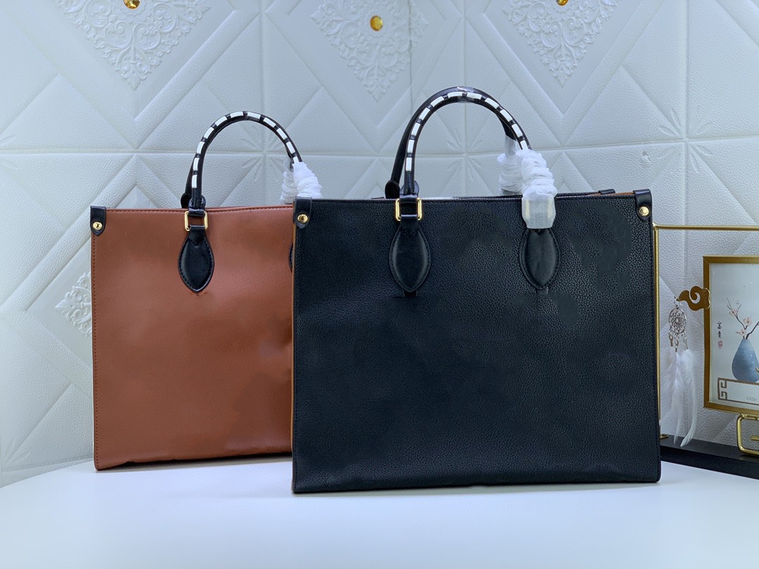 

High Quality Fashion Luxurys Designers Bags Femail Tote Onthego Bag brand luxus tasche large totes Genuine Leather Shoulder Women, Brown