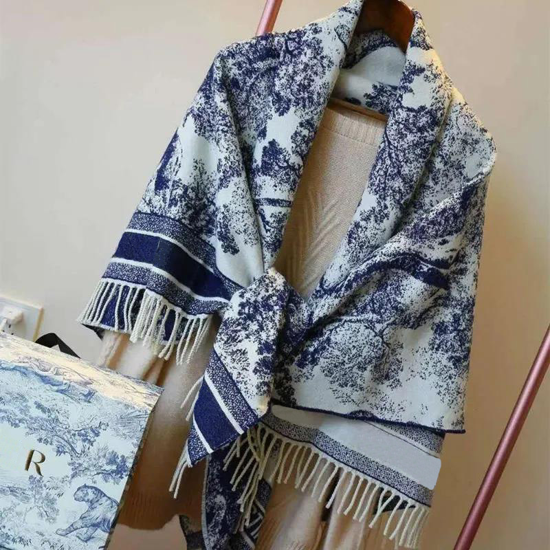 

Designer scarf warm imitation cashmere scarfs in autumn office air conditioning room shawl dual-purpose, multi-color optional outside ins summer, Blue;gray