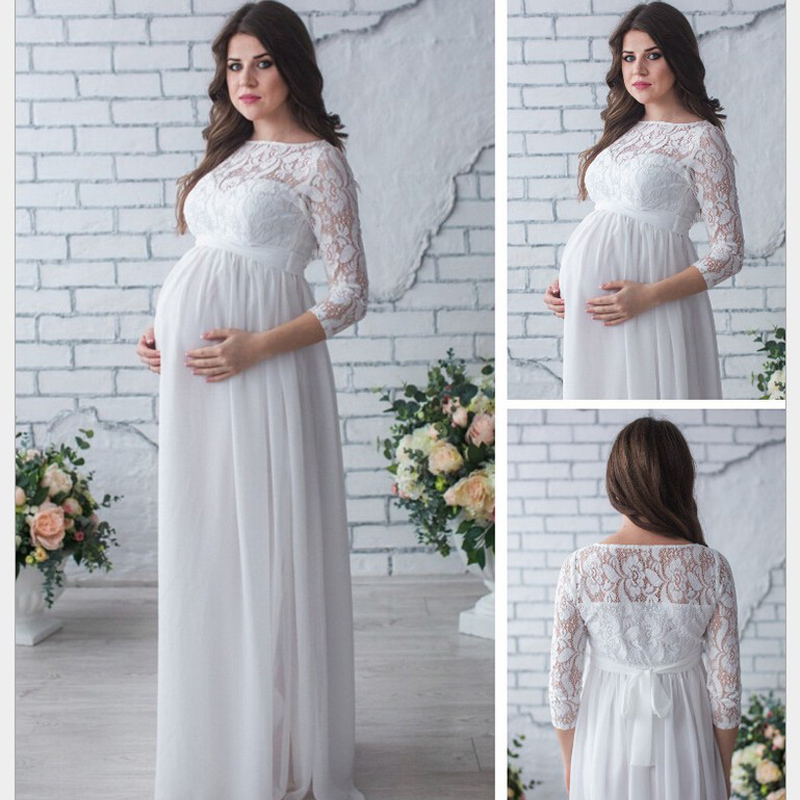 

dresses Maternity es White Sexy Elegant Three Quarter Pography Props Pregnancy Lace Clothes for Pregnant Women, Sleeveless