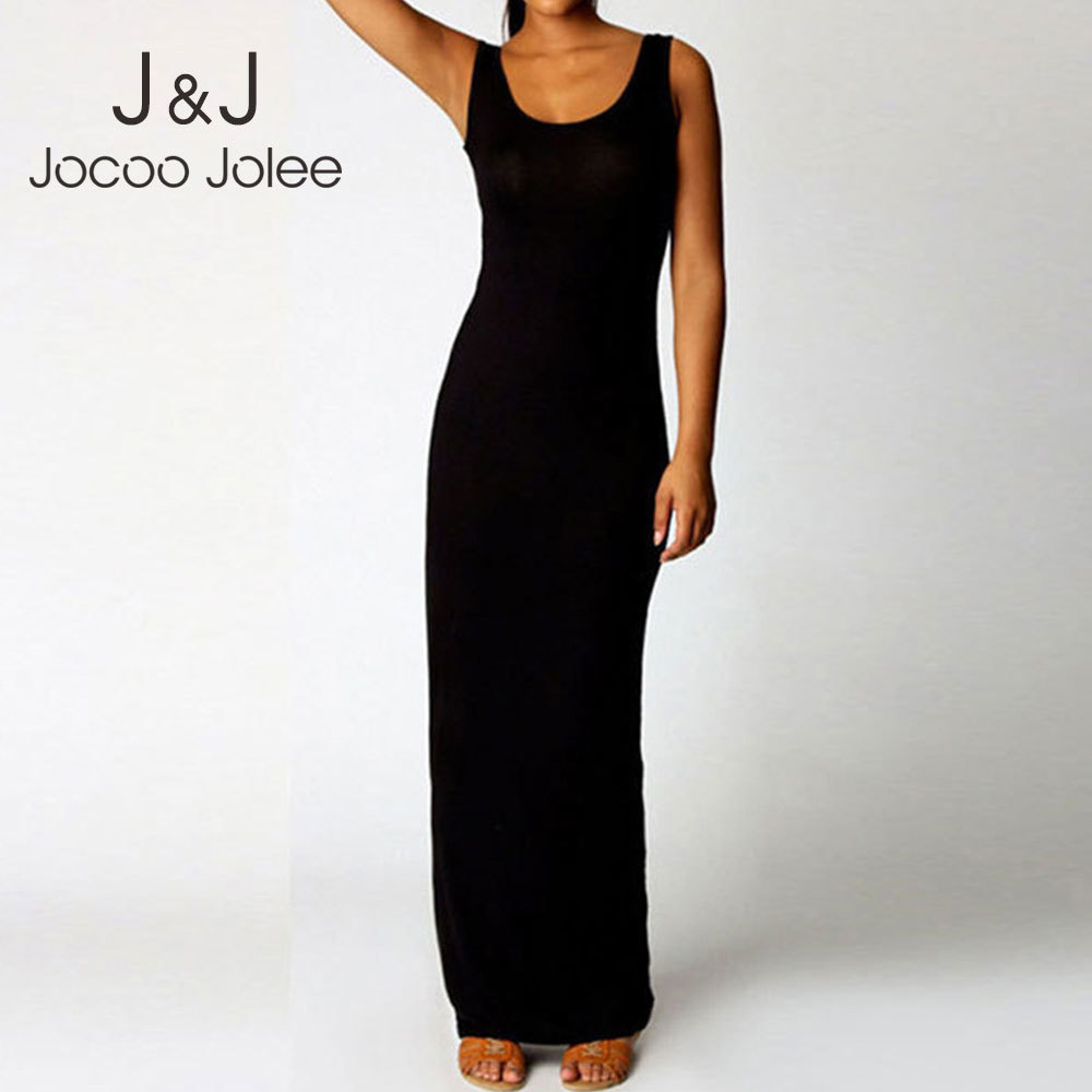 

Jocoo Jolee Sexy Sleeveless O Neck Slim Shirt Dress Female Floor Length Maxi Dress Women Casual Summer Tank Long Dress Fashion 210518, As photo