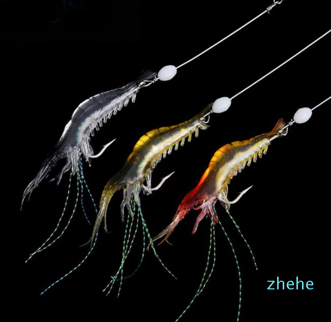 

2021 90mm 7g Soft Simulation Prawn Shrimp Fishing Floating Shaped Lure Hook Bait Bionic Artificial Shrimp Lures with Hook 10pcs 4 Colors