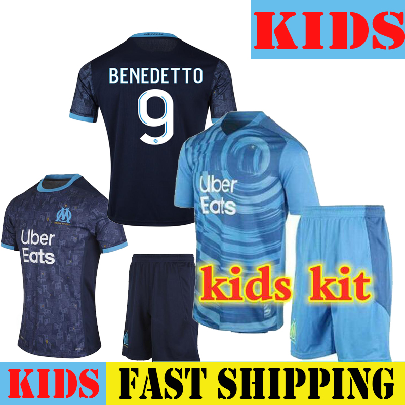 

Kids Kit Olympique De Marseille Maillot OM Soccer Jersey 2021 MaillotS Foot 20 21 PAYET BENEDETTO third KAMARA Football Shirt ÃLVARO child, Black;yellow