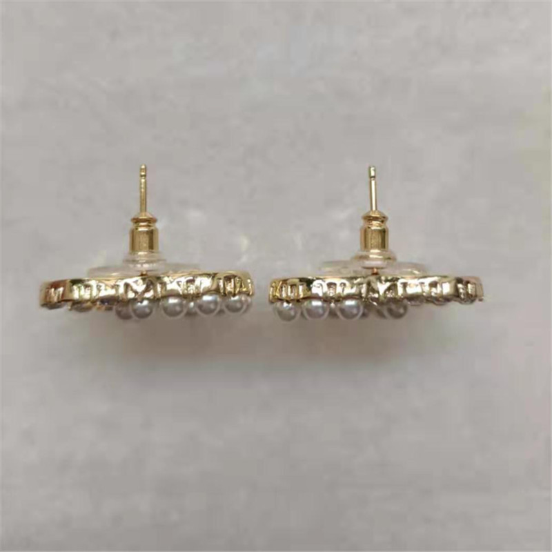 

Fashion gold diamond stud earrings aretes lady Women Party Wedding Lovers gift engagement Jewelry for Bride have stamps, Golden;silver