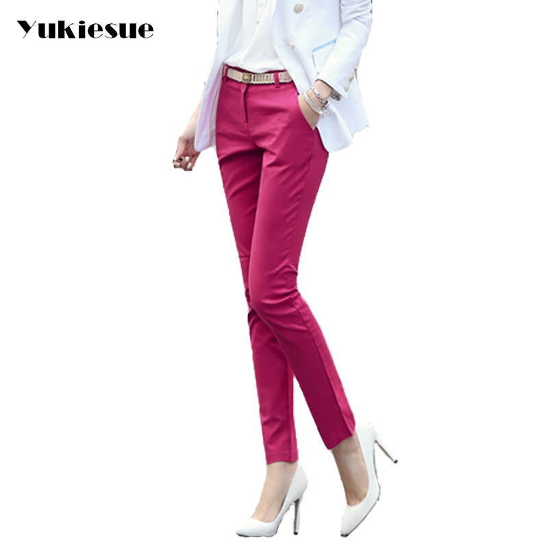 

High waist elegant woman office pants trousers work Capris ladies OL formal pencil skinny pants classic for women Plus size 210519, Black