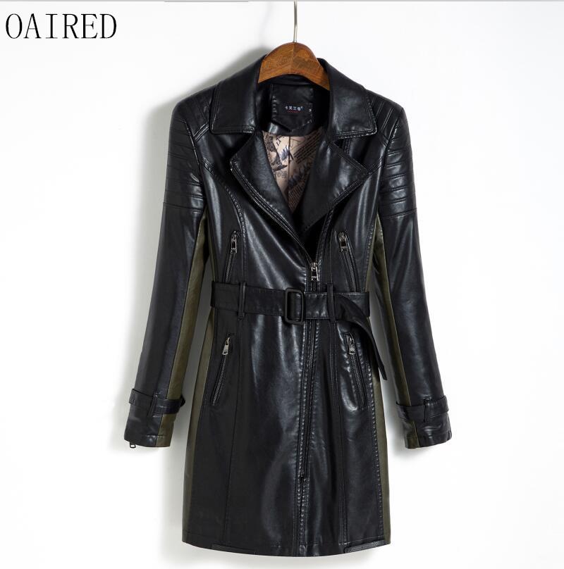 

Women's Leather & Faux OAIRED Plus Size Coat Women 2021 Clothing Long Slim Motorcycle Jacket Female Outerwear Black
