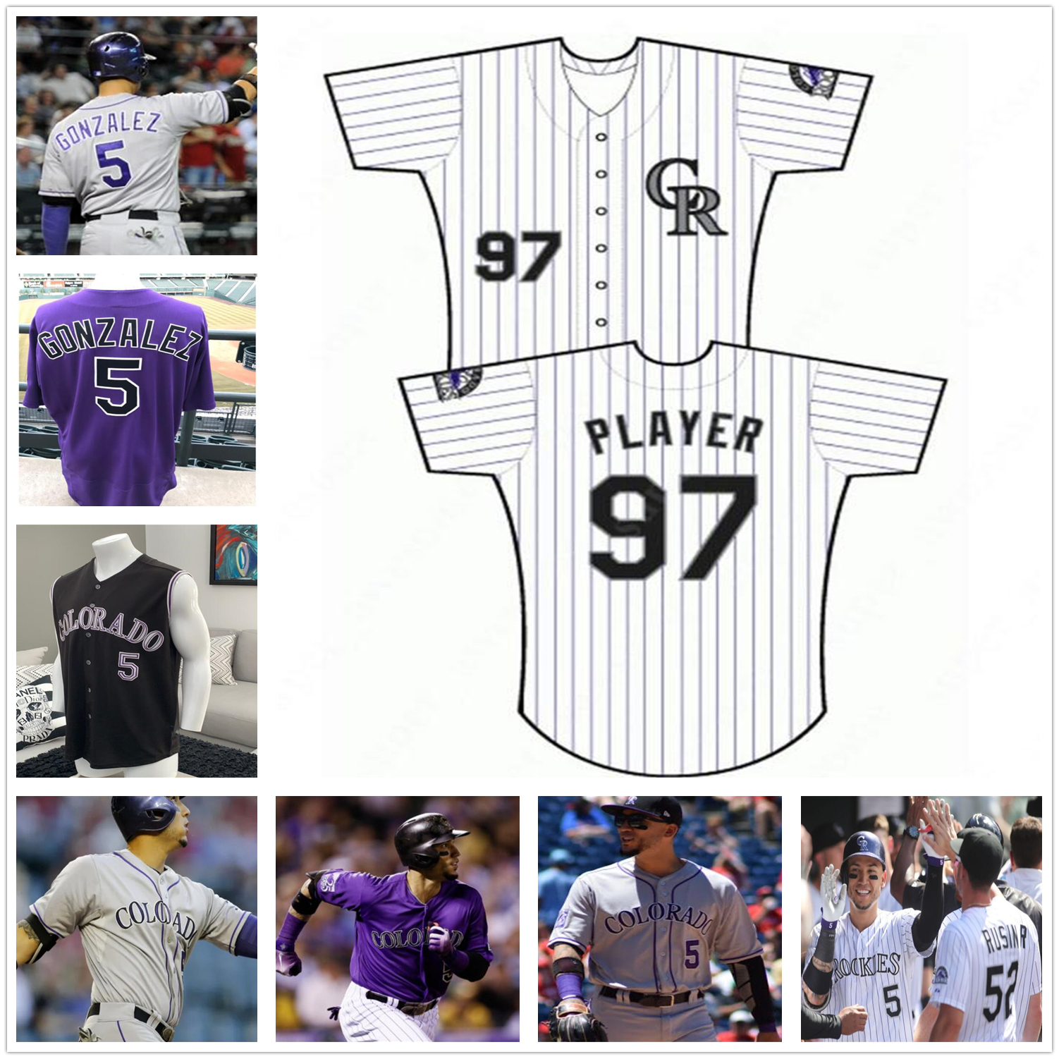 

Todd Helton College Baseball Jersey Larry Walker Carlos Gonzalez Charlie Blackmon Eric Young Sr. Pedro Astacio Vinny Castilla Walt Weiss Ellis Burks Tulowitzki, White stripe