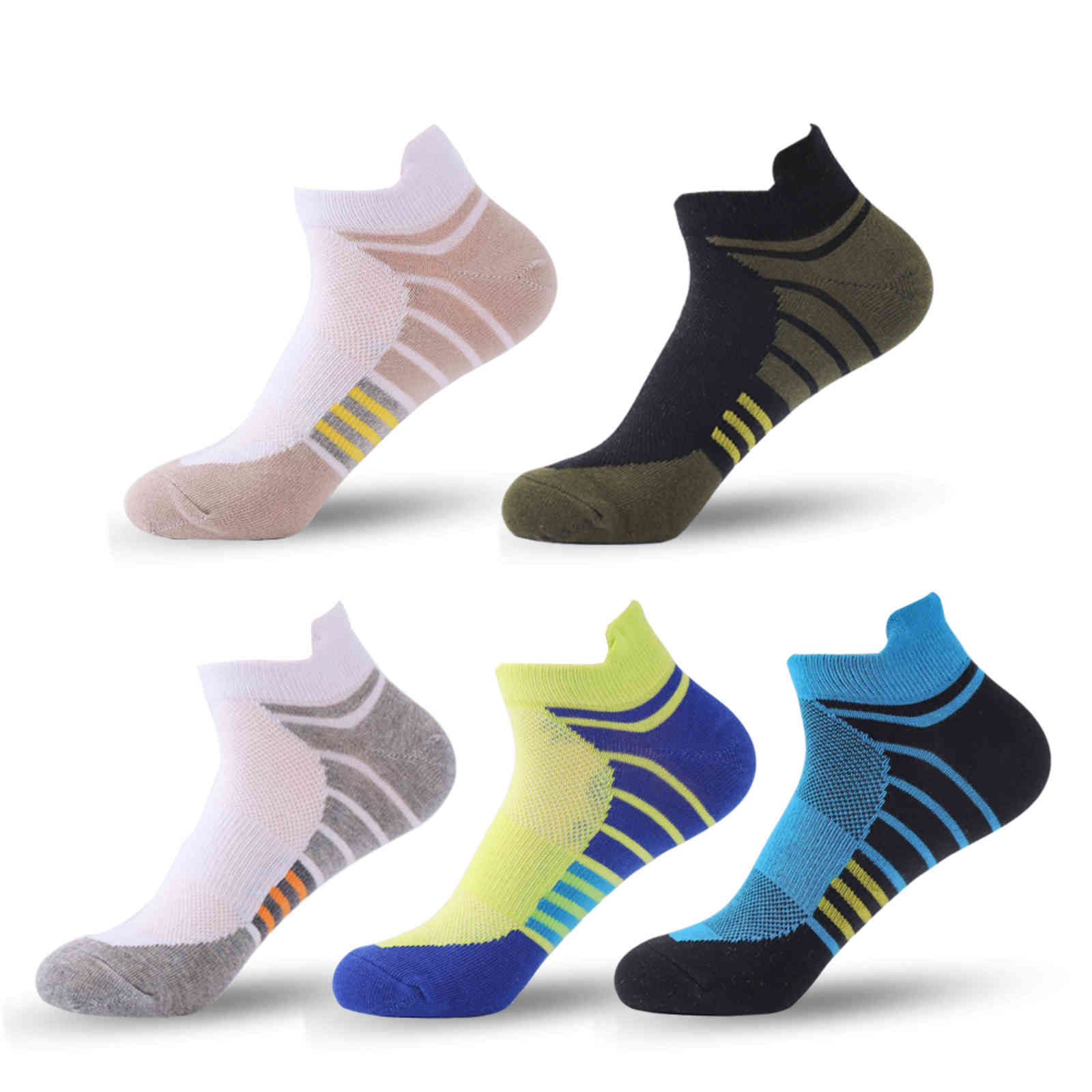 

5 Pairs Quality Men's Short Summer Breathable Mesh Sports Ankle socks Heel guard est Socks For Man Sox, 5 pairs white