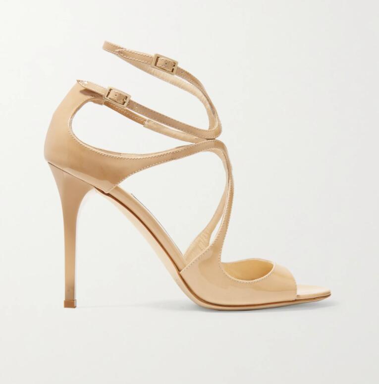 

Top Luxury Women's Lang Sandals Elegant Stiletto Heels Lady Gladiator Sandal High Heels Sexy Wedding Party Dress EU35-43,,With Box