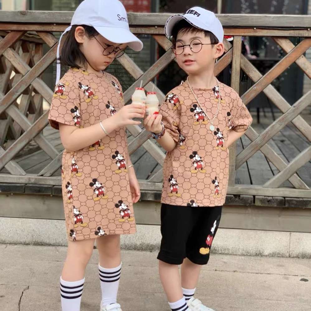 

Boys and girls suits summer fashion brand children's suit girl's dress, White