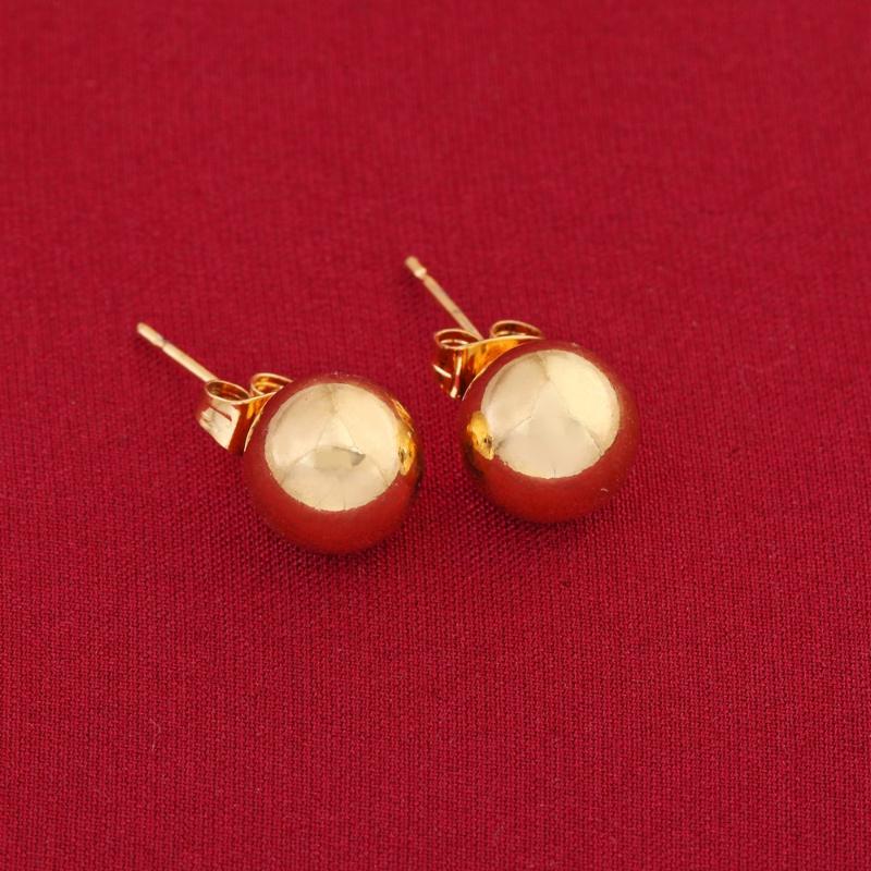 

Stud Charm 4mm 6mm 8mm 10mm Ball Earring Yellow Gold Color Shape Classic Design Earrings For Women