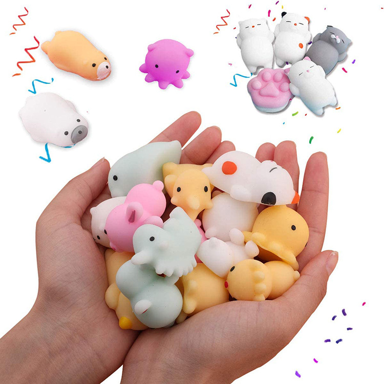 

50pcs Squishies Kawaii Soft Silicone Toys Mochi Toy Anti-stress Squeeze Mini Spongy Animal model Squishy Slow Rising for Kids Stress Relief