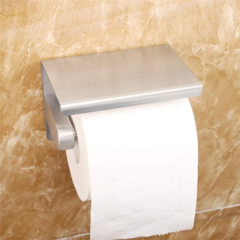 

Toilet Paper Holders Wall-mounted Stainless Steel Roll Holder Portable Mobile Phone Shelf Bathroom Waterproof Fixture Storage Rack
