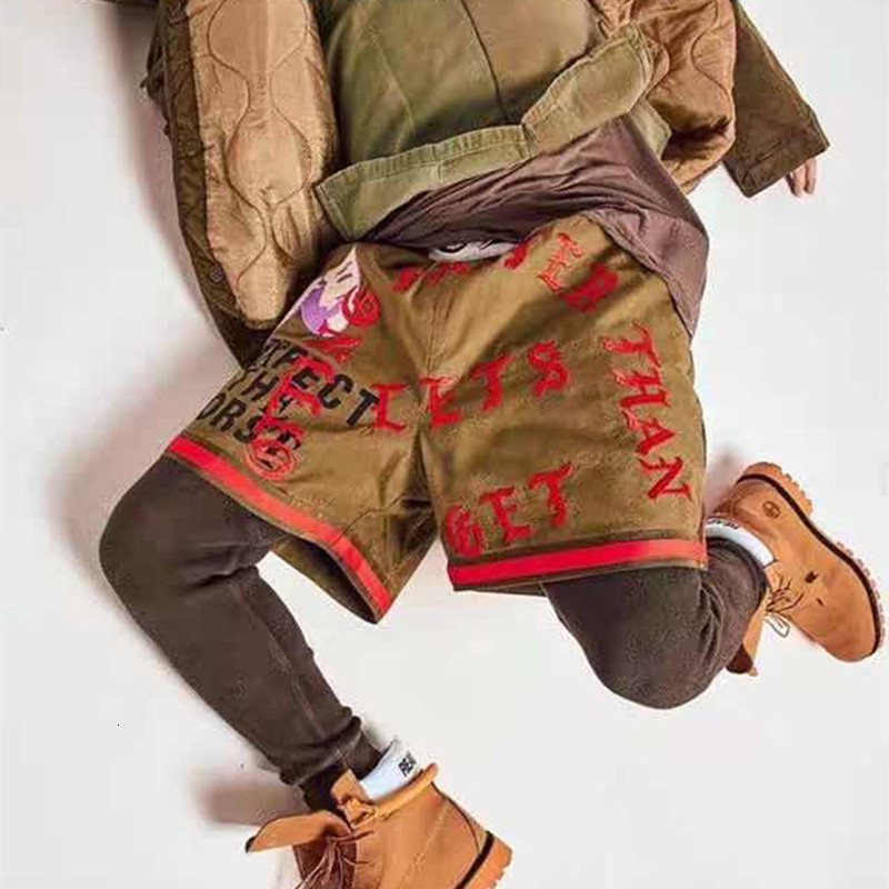 

Pablo mask Readymade Sanskrit cloth embroidery men's military cloth boxing casual loose shorts women factory whole outlet, Black