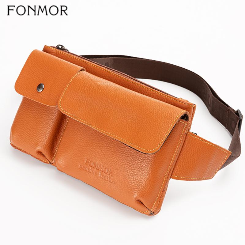 

Waist Bags Fonmor 2021 Est Style Men Genuine Black Solid Fanny Pack Travel Bum Belt Purse Shoulder Phone Bag Male