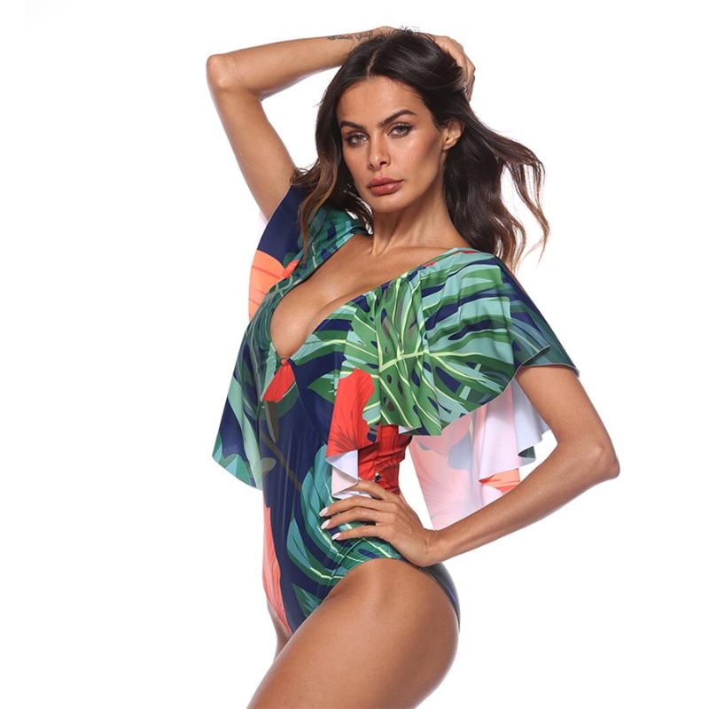 

Women' Swimwear Sexy Halter Bandeau Front Tie High Cut Bathing Suit Thong Backless Monokini Female Plus Size Women One Piece Swimsuit, A0