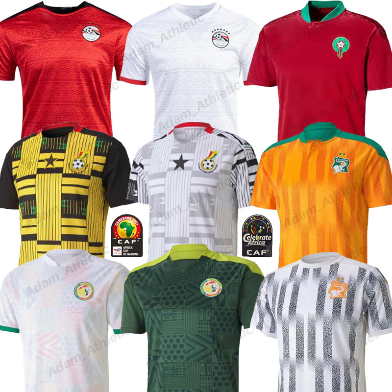 

Egypt Morocco soccer jerseys Senegal Ghana football shirts Côte d'Ivoire national team shirt Africa Cup 2022 Mohamed Salah HAKIMI ZIYEC, Black;yellow