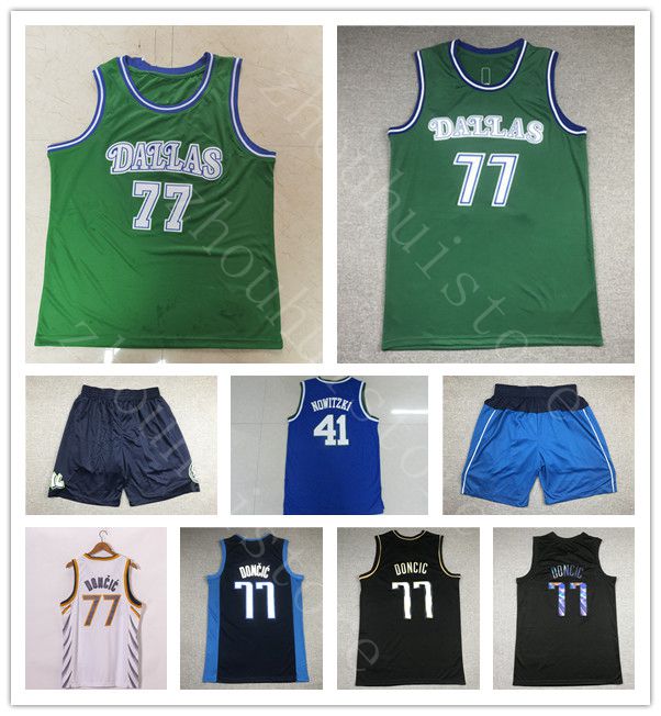 

2021 Men's Dallas Mavericks Luka 77 Reward version Jersey Green Doncic Dirk 41 Nowitzki City Blue White Basketball Jerseys, Black;red