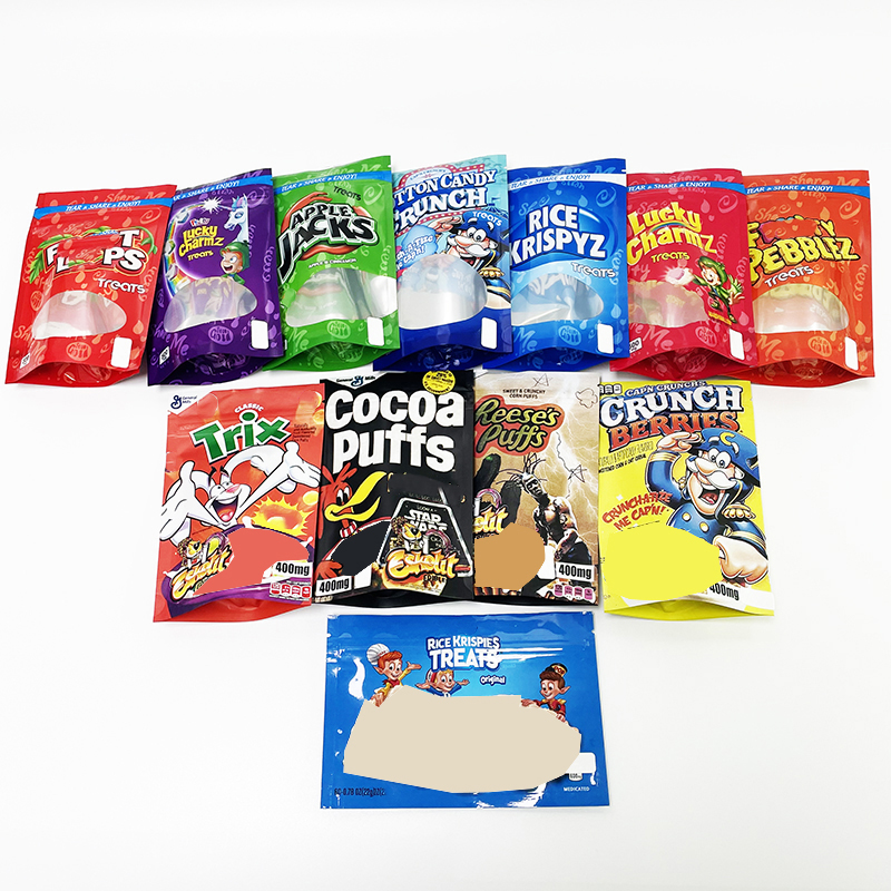 

Edible packaging Bags Cereal Bar Smell Proof Zipper mylar Bag Low MOQ Custom Digital Printing