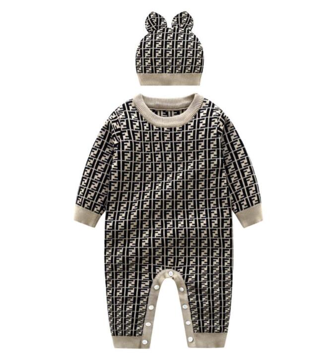 

2-piece Newborn Boy baby romper knitted clothes jumpsuit autumn suit toddler outfit, As pic