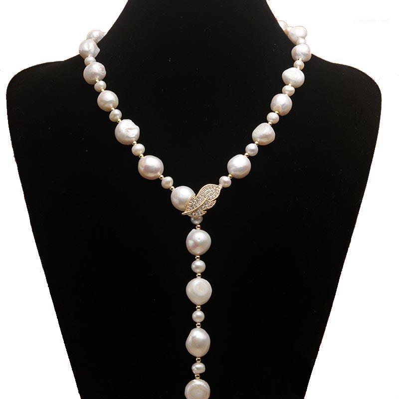

Fashion Elegant Unique White Baroque Pearl Necklace High Quality 80CM Long Freshwater For Women Year Gift Chains