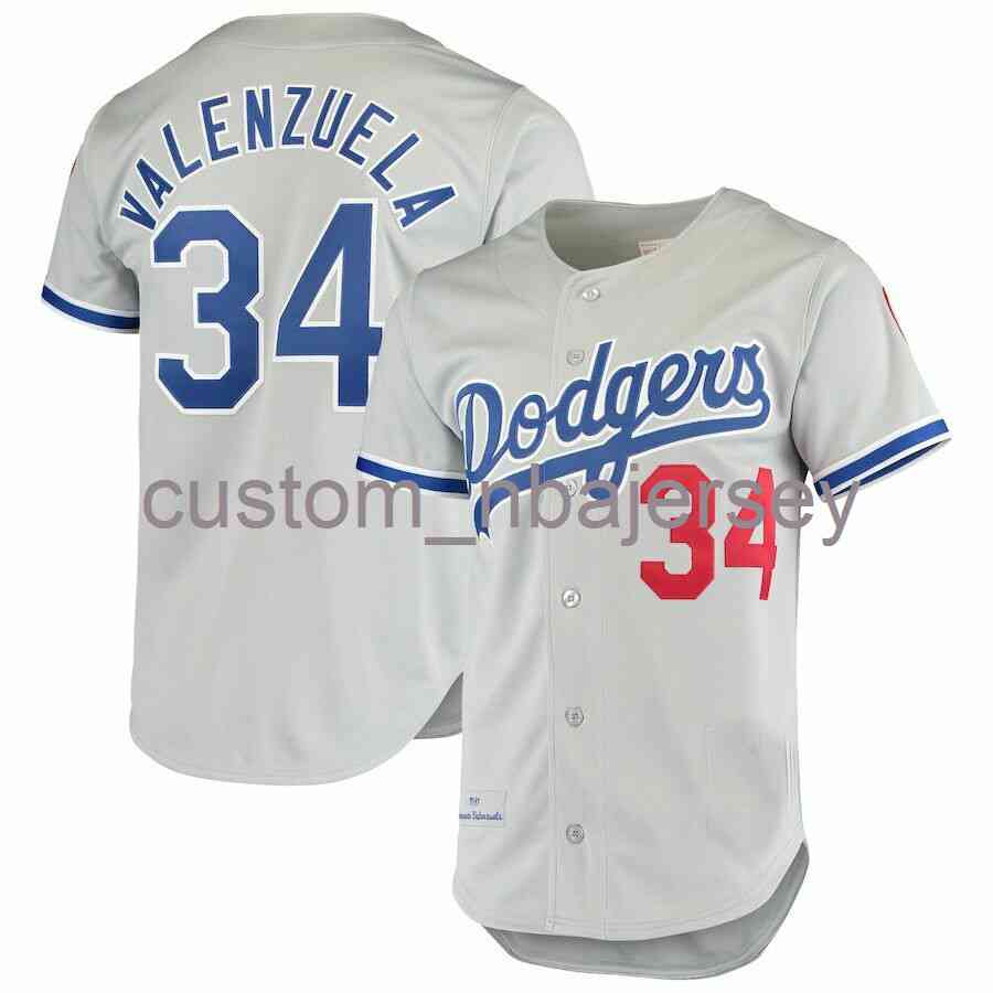 

Custom Fernando Valenzuela Mitchell Ness Gray 1981 Jersey Stitched Men Women Youth Kid Baseball Jersey XS-6XL, Black