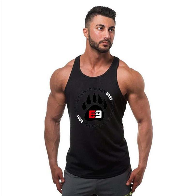 

famous brand animal letter print tank men 5 colors bodybuilding stringer fitness singlets, White;black