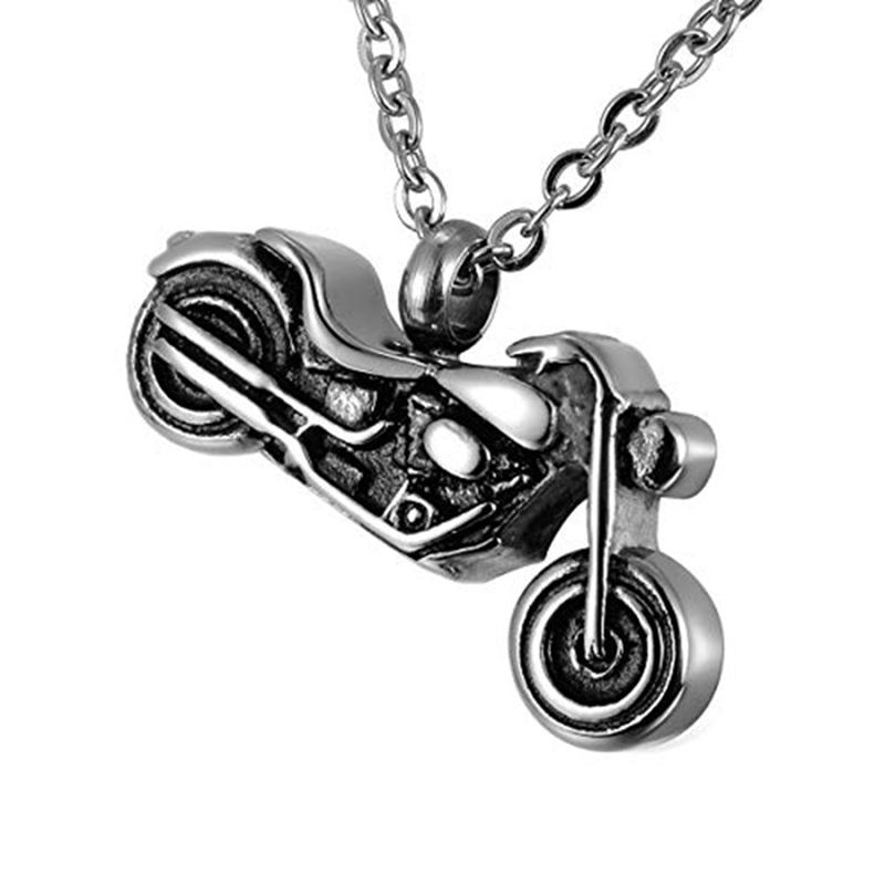 

Pendant Necklaces Punk Stainless Steel Motorcycle Rider Rock Charm Keepsake Memorial Urn Necklace For Ashes