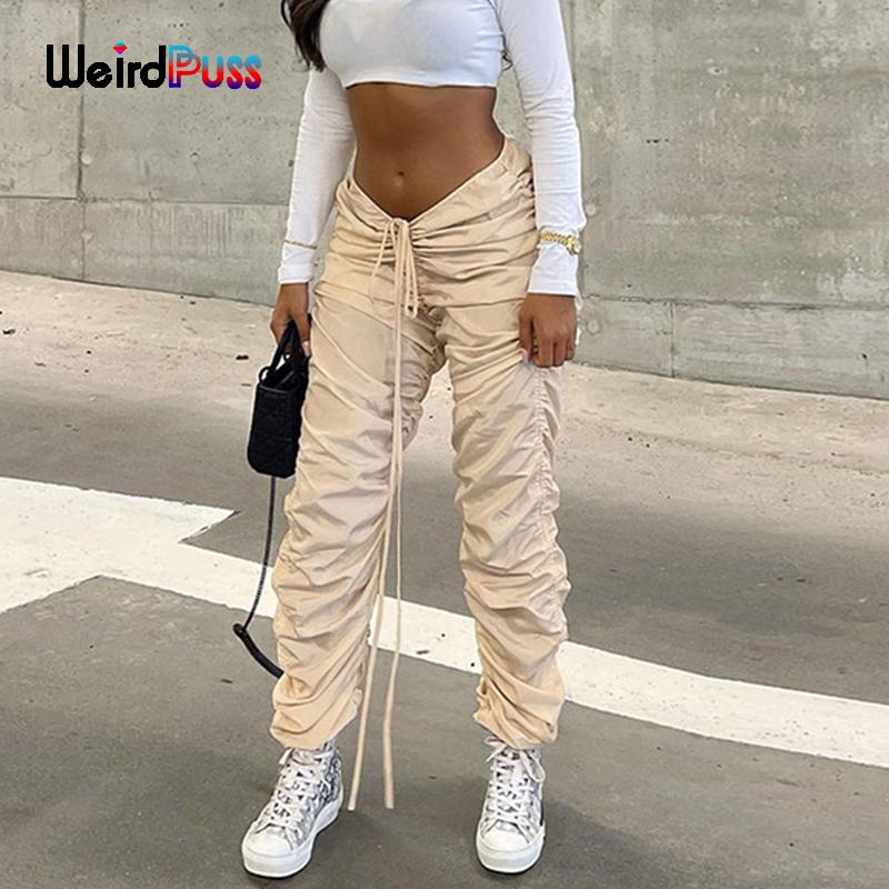 

Women' Pants & Capris Weird Puss Stacked Mid Waist Harem Women Hipster Casual Lace Up Hip Hop Jogger Fitness Trousers Autumn Street Sweatpa, Black