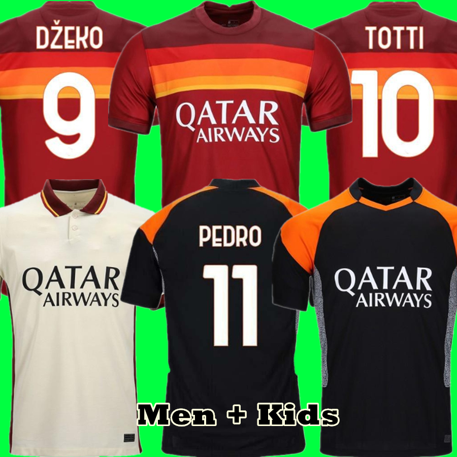 

AS Soccer jersey ZANIOLO ROMA DZEKO PASTORE ROME TOTTI KLUIVERT KOLAROV 20 21 football shirt 2021 Men + Kids kit uniforms maillot, Black;yellow