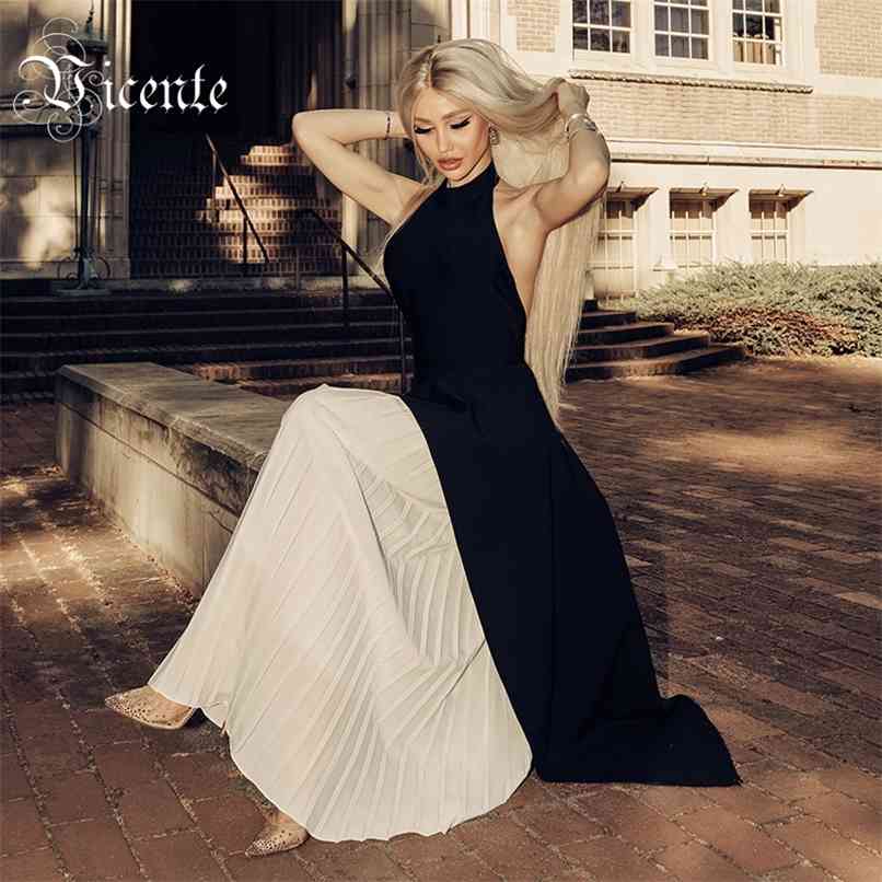 

Trendy Ruffles Design Two Pieces Set Sexy Backless Celebrity Party Bandage Tops Pleated Skirt Suit 210520, Black