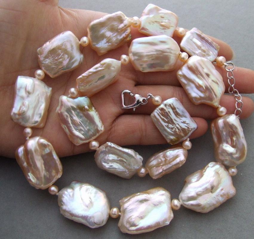 

Pendant Necklaces 18x25mm Natural Pink Keshi Pearl Necklace