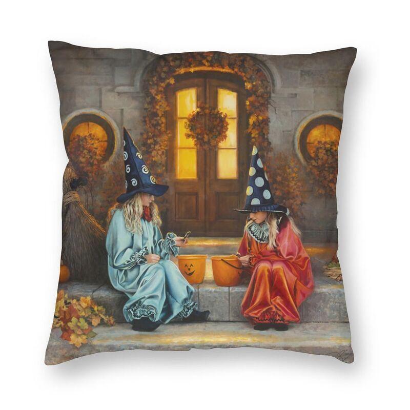 

Cushion/Decorative Pillow Halloween Sweetness Cushion Cover Witch Pumpkin Soft Luxury Throw Case Decor Home For Living Room Pillowcase 45*45