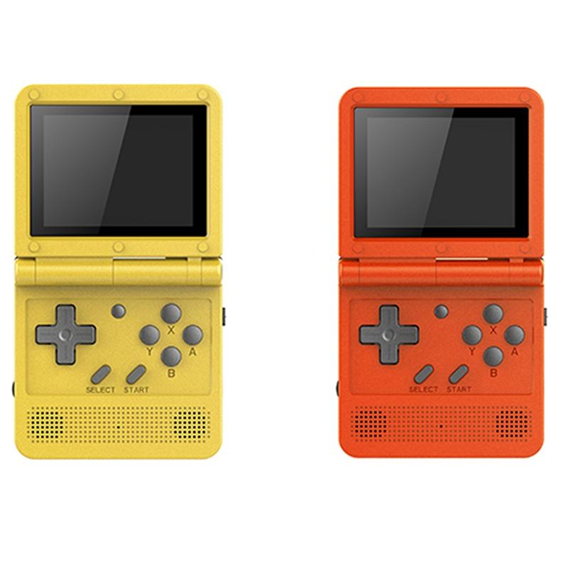 

Portable Game Players Powkiddy V90 3-Inch IPS Screen Flip 3D Console Dual Open System 15 Simulators 16G PS1 Kids Gift