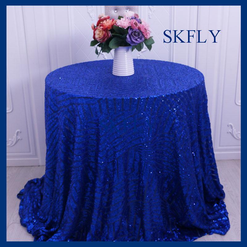 

Wedding 2021 Glitter Christmas Pattern Fancy 108 Inch Round Royal Blue Sequin Table Cloth