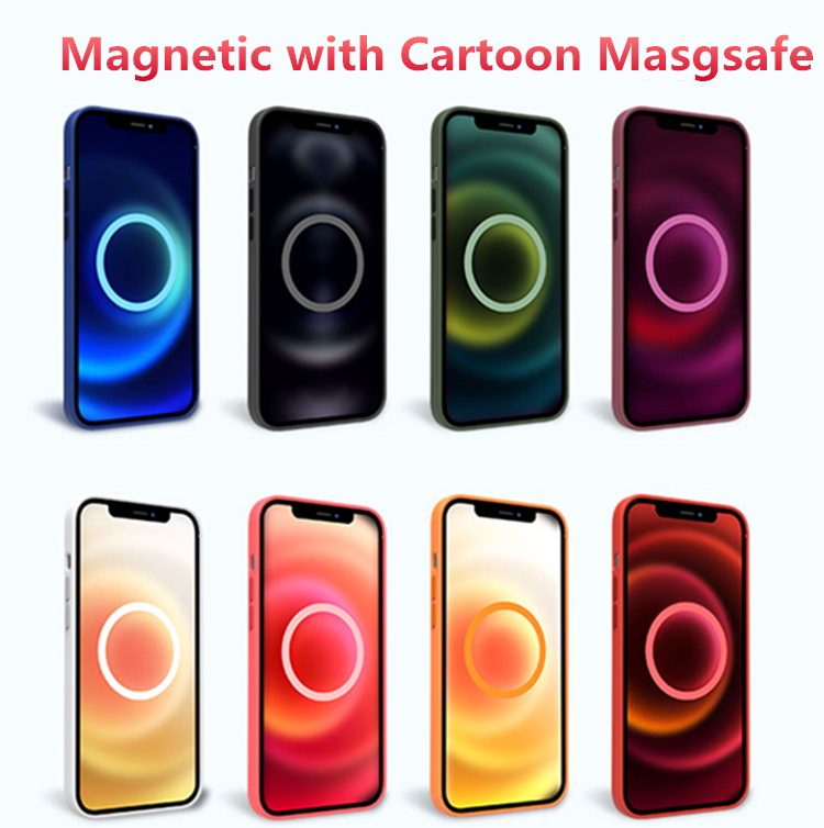 

Magnetic with Cartoon Masgsafe Original Silicone Cell Phone Cases For iPhone 12 12pro 12mini pro max & Retail Box Free DHL