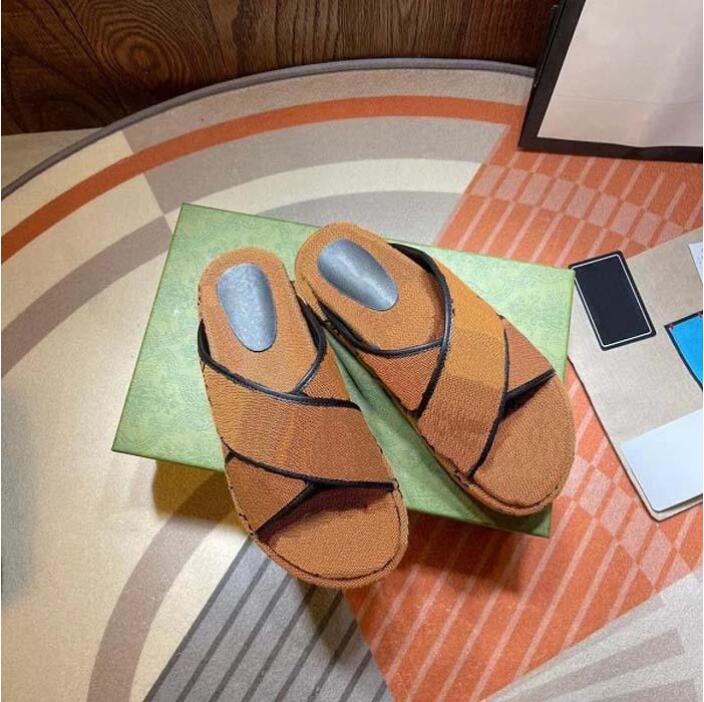 

Multicolor Platform Sandal Canvas Slippers Multi Color Logo Print Vintage Sandals Womens Designer Slipper Ladies Luxurys Summer Flip Flop Size 35-40, Black