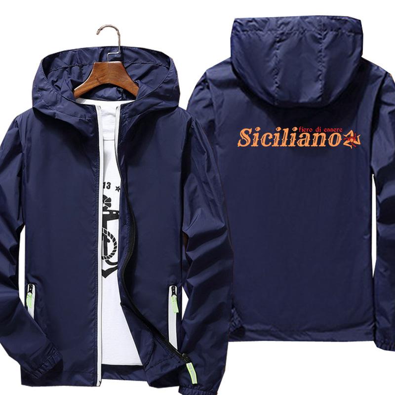 

Men's Jackets Sicilia Proud Sicilian Italy Trinacria Gift Jacket Thin Hooded Running Windproof Repellent Cycling Windbreaker, Black;brown