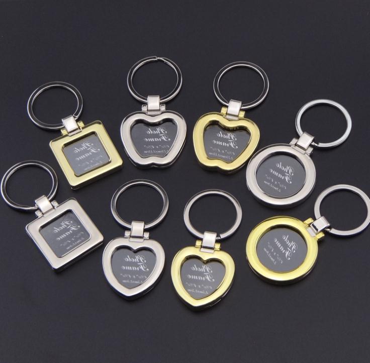 

Mini Po Frame Keychains Metal Insert Picture Keychain Heart Round Apple Shape Keyrings Couples Gift Wholesale Party Favor