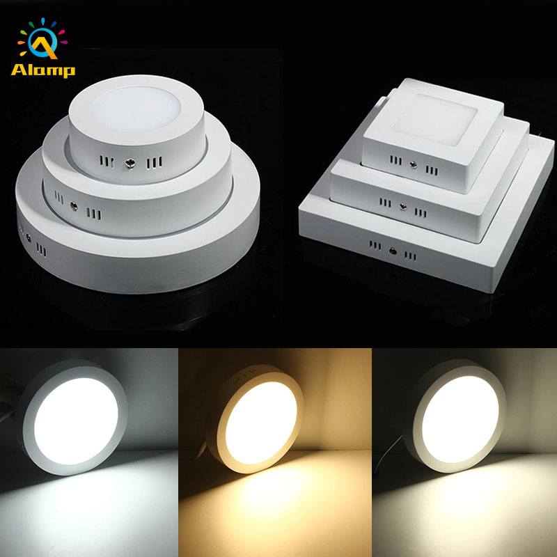 

LED Panel Light 6W 12W 18W 24W Round Square Surface Mounted Dimmable Downlight For Home School Bathroom Indoor Lighting 85-265V