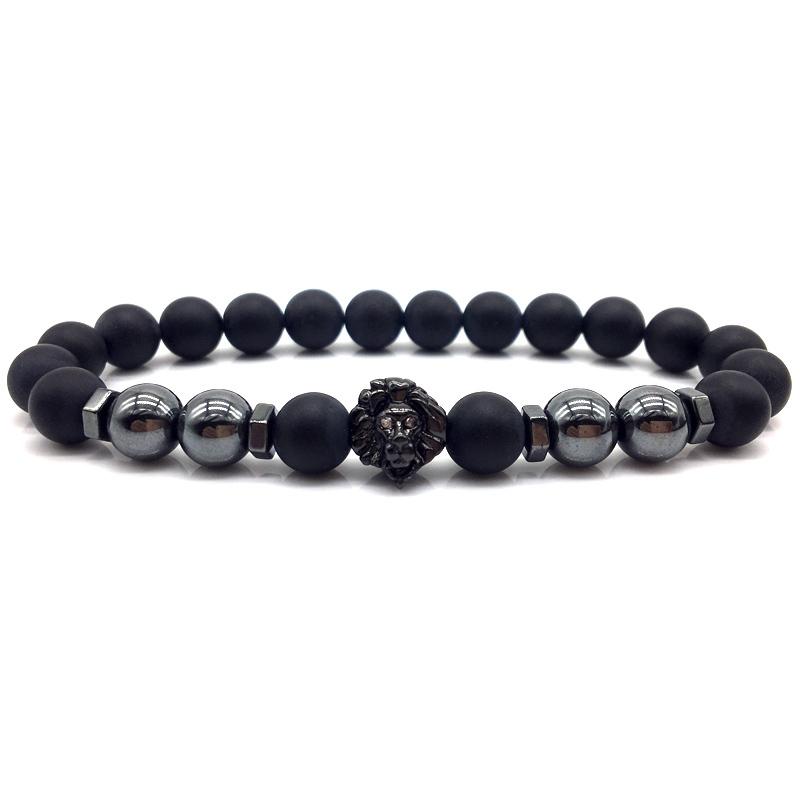 

Beaded, Strands 2021 Fashion Lion Bracelet Men Handmade Pave CZ 8mm Hematite Matte Strand Bead For Jewelry Gift