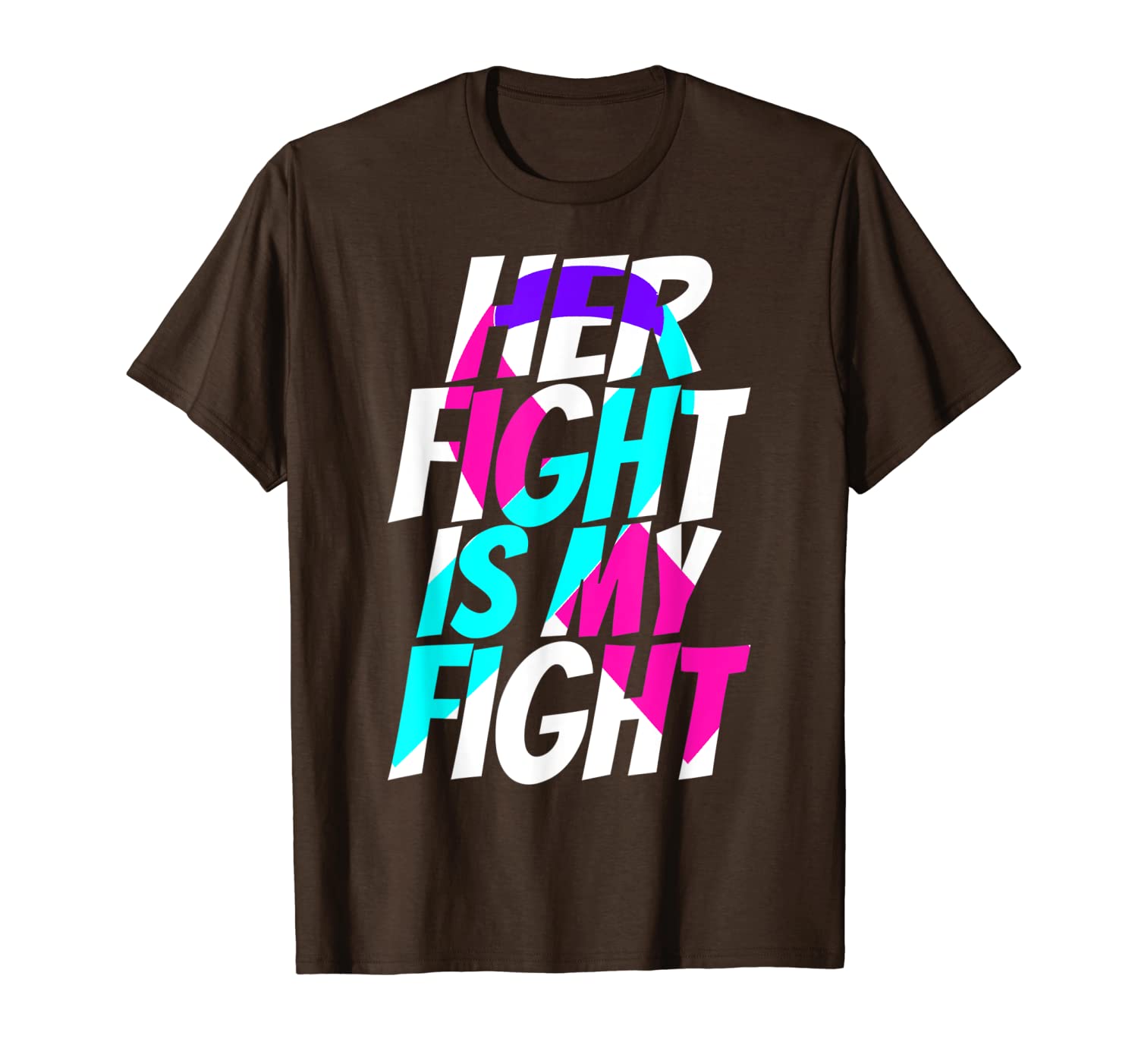 Purple Teal Pink Ribbon for Her Thyroid Cancer Awareness T-Shirt-image-699948351