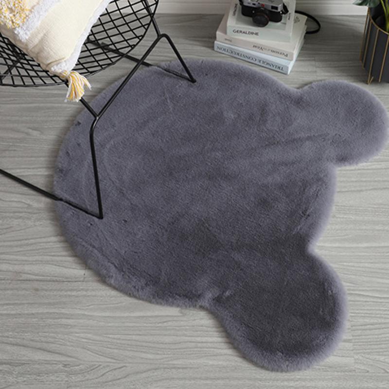 

Carpets Gray Artificial Plush Bear Carpet Fluffy Rug Antifall Nonslip Floor Room Mat Bedroom Children Door Mats