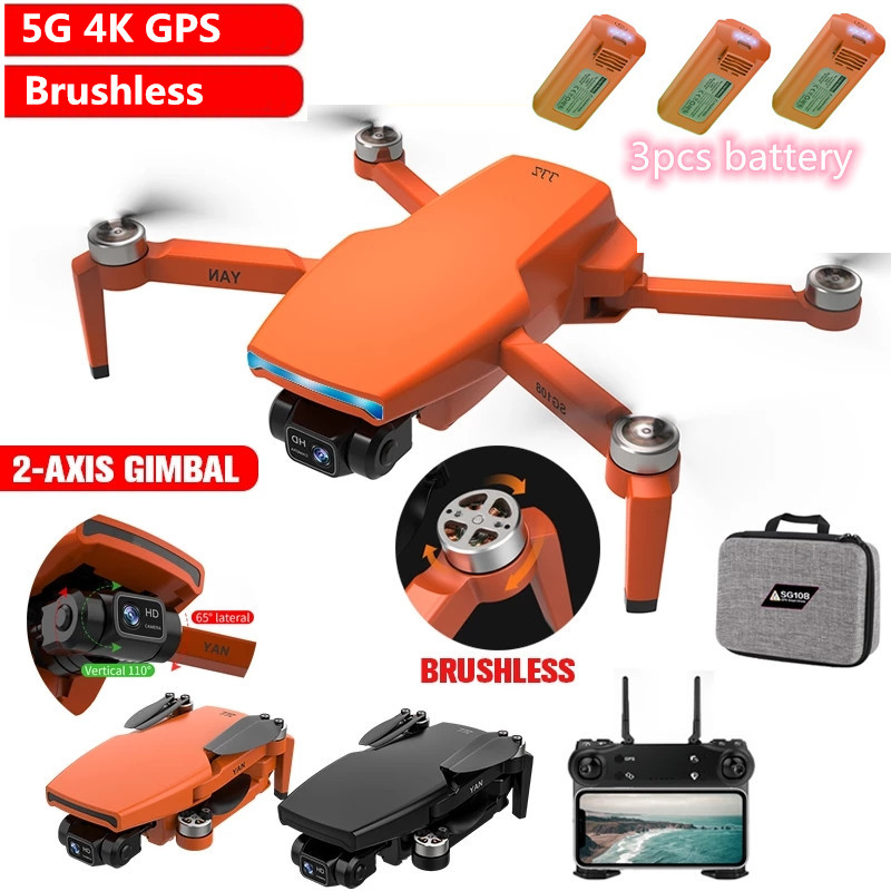 

4K GPS 5G GPS RC Drone With PTZ 2-Axis Gimbal Camera ESC Brushless Motor GPS Drone RC Quadcopter Support TF card VS ICAT7 S189, Black 4k 1battery