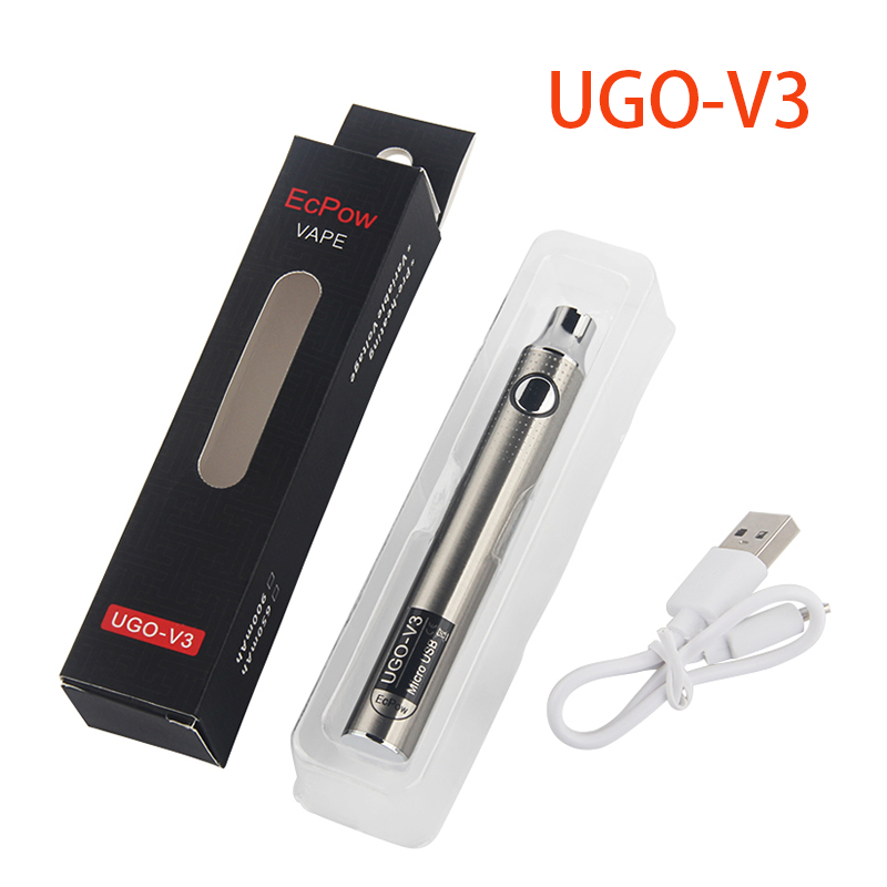 

Preheating UGO V3 Vape Pen Batteries Voltage Variable Battery 650mAh 900mAh Kit with USB Charger Box Packaging