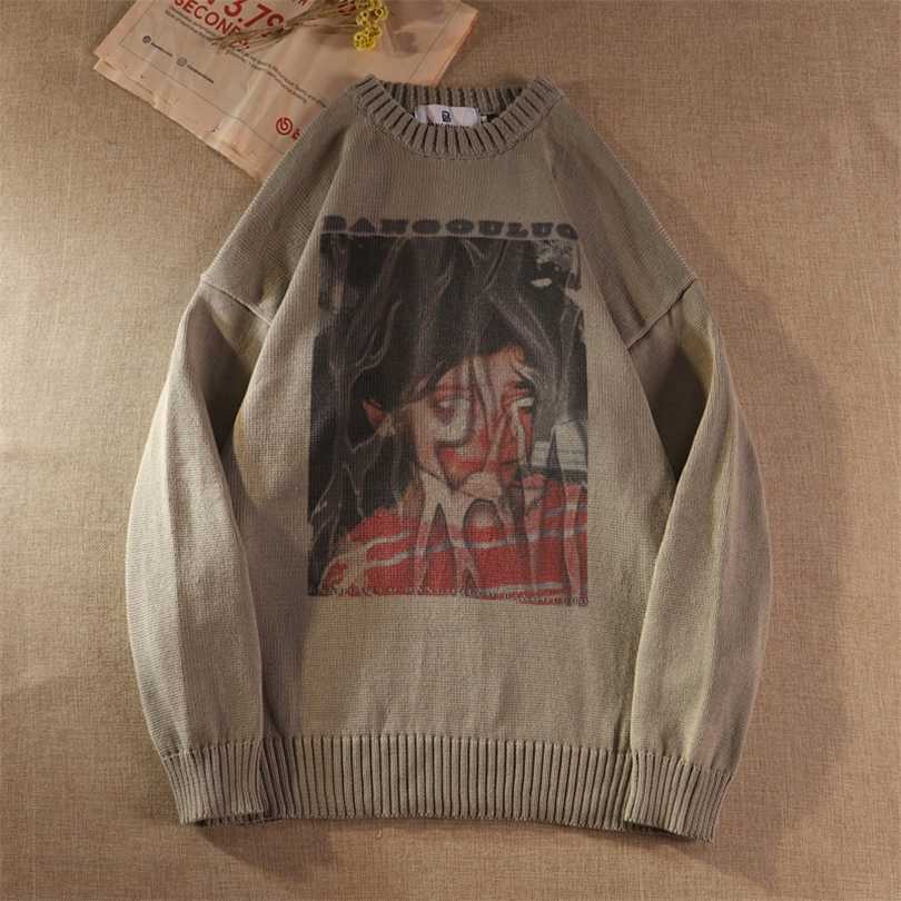 

Women's Knitted goth Y2K sweater oversized pullovers ladies winter loose female grunge clothing women Jumper ins 211018, Creamy-white